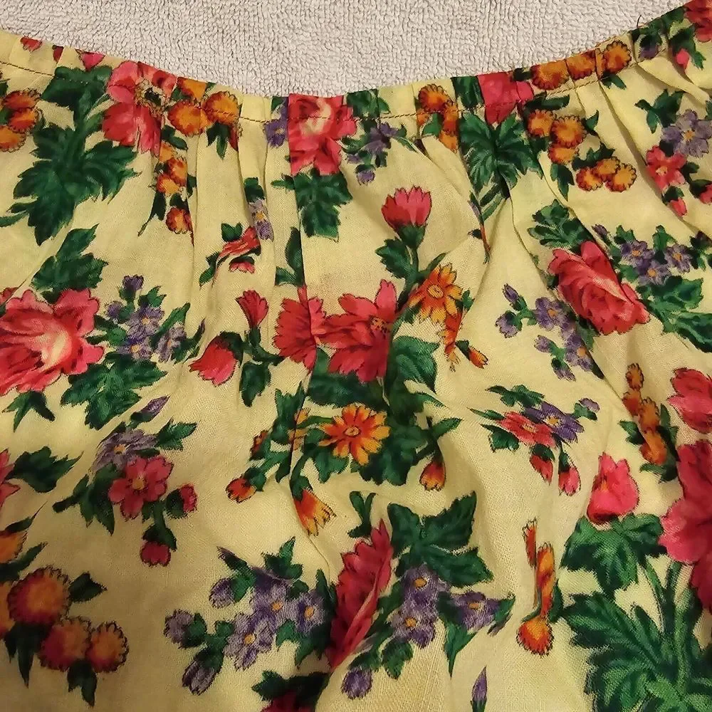 Vintage 1940s Swedish Floral Handmade Half Apron Lightweight Cotton‎ READ